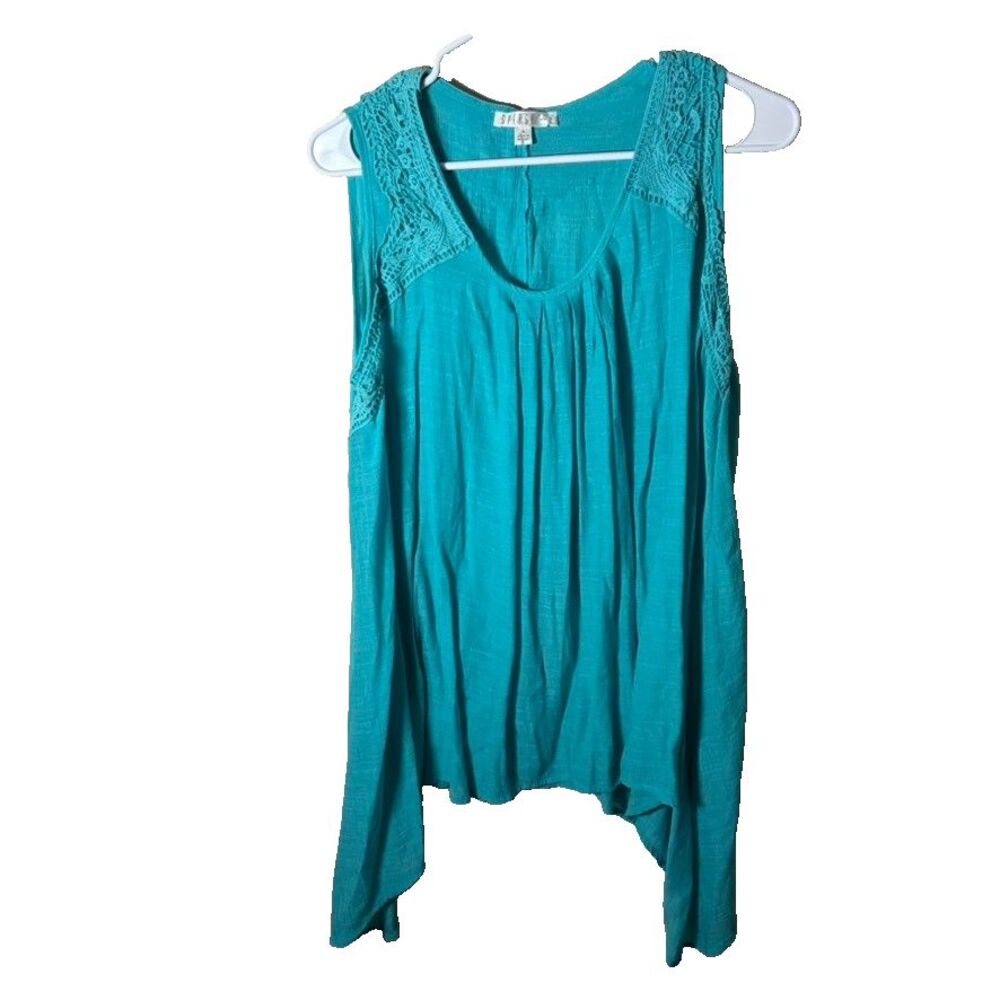 Spense Blouse Women's 1X Blue Round Neck Sleeveless Tank Top Textured